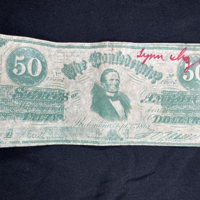 $1, $5, & $50 Richmond Confederate Bills