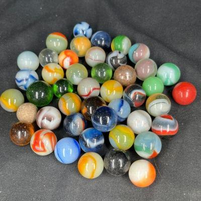45 Vintage Glass & Clay Marbles