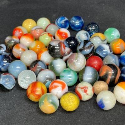 52 Vintage Glass & Clay Marbles