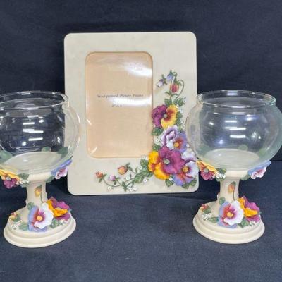 Artisan Flair Frame & 2 Bowl Candle Holders