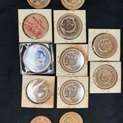 12 Various Wooden Nickels