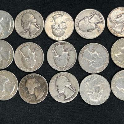 15 Pre-1964 Washington Quarters