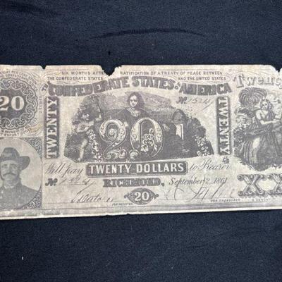 Two $20 Richmond Confederate States America Bills