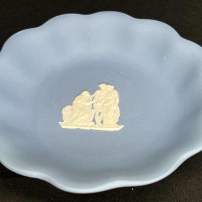 Blue Jasperware Scalloped Compote Dish