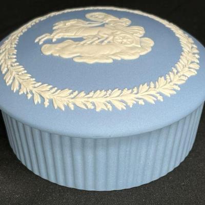 Blue Jasperware Cupcake Trinket Box with Lid