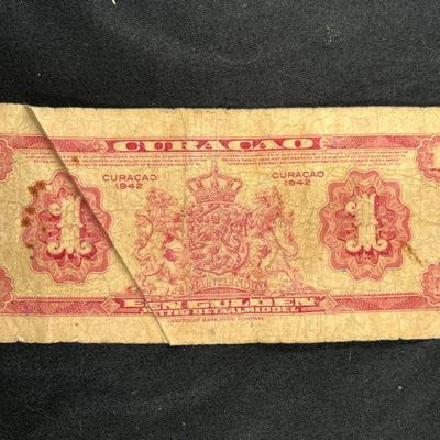 Curacao 1942 WWII One Golden Banknote