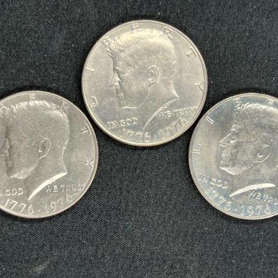 Three Kennedy 1776-1976 Bicentennial Half Dollars