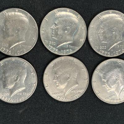 Six Kennedy 1776-1976 Bicentennial Half Dollars