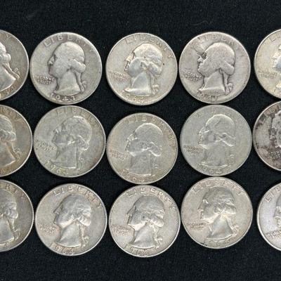 15 Pre-1964 Washington Quarters