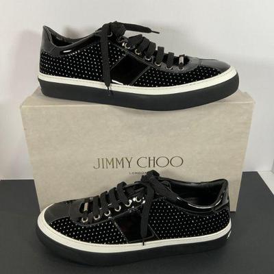 Jimmy Choo Black Velvet W/ Glitter Dots Sz Eur 43