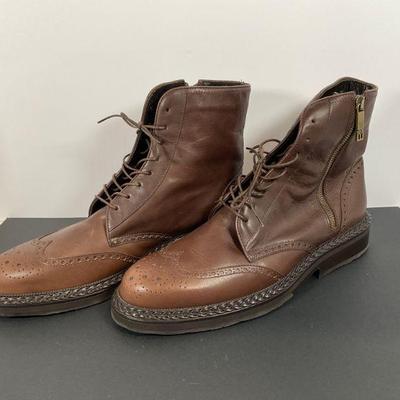 Mens ETRO Brown Leather Wingtip boots/Fleece - Sz Eur 43