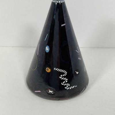 Richard Marquis Latticino Glass Cone/Vase Sculpture by Noble Effort Glassworks