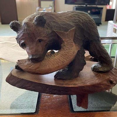 KVF039- Carved Ainu Wood Bear 