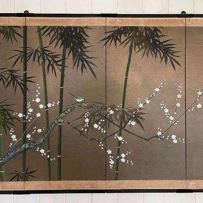 KVF051- Original 4-Panel Asian Painting 