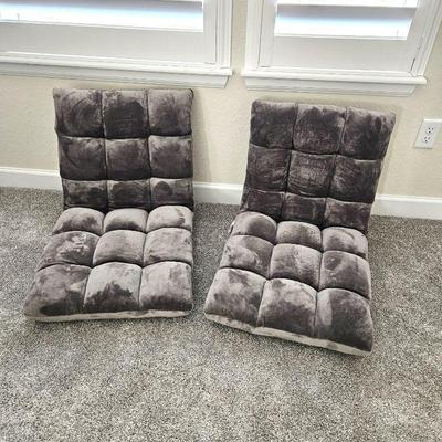 Set of Two BIRDROCK HOME Adjustable Memory Foam Floor Chair in Plush Gray 