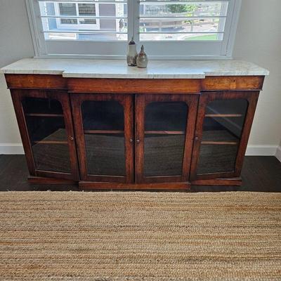 19th Century French Marble Top Buffet Table