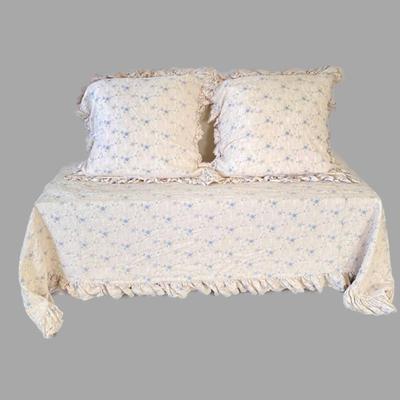 Bedding Set by Rachel Ashwell Shabby Chic Couture King Duvet & Euro Shams in Blossom Wedgewood Linen Fabric