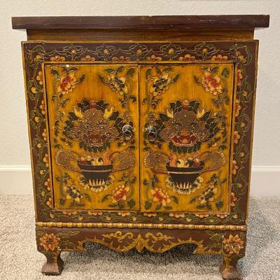  Contemporary Tibetan Storage Cabinet with Traditional Style Dragon Art