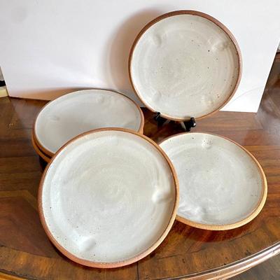 Set of 8 Rustic Stoneware Dinner Plates by Potter Theo Helmstadter Green River Gallery in Santa Fe