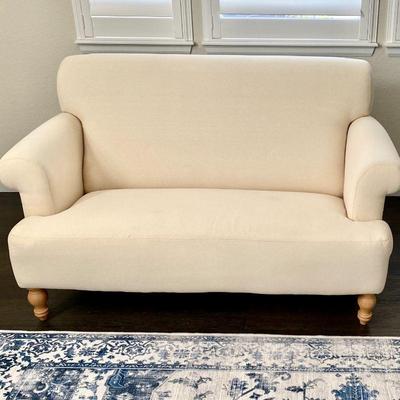 Rachel Ashwell Shabby Chic Couture Small Couch w/ 'Smokey Doveâ€™ Linen Slipcover- Custom Handcrafted in California