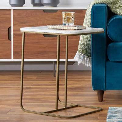 Adalley End Table from Joybird- Real Marble Top & Matte Brass Tone Frame
