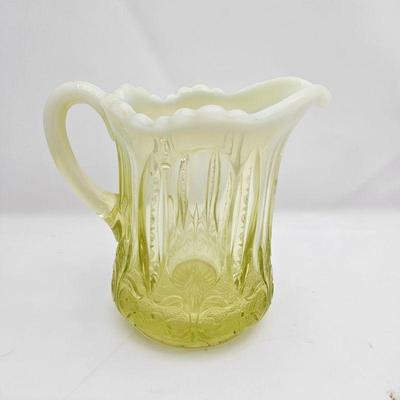 Antique Davidson Primrose Yellow Pearline Uranium Glass (Vaseline Glass) Creamer 5
