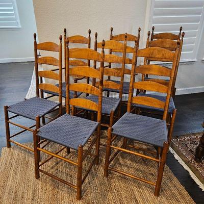 8 Shaker Style Ladder back dining chairs hand made to order in Maine - Cherry wood