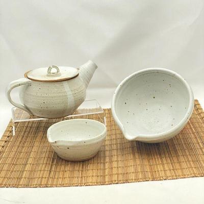 Hand Crafted Ceramic Studio Art Pottery Serving Set- 