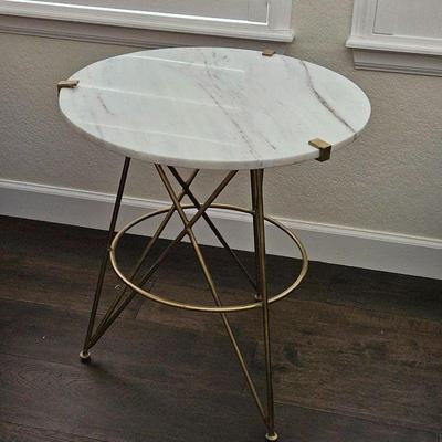 Marble & Brass Heavy Round End Table from Anthropologie