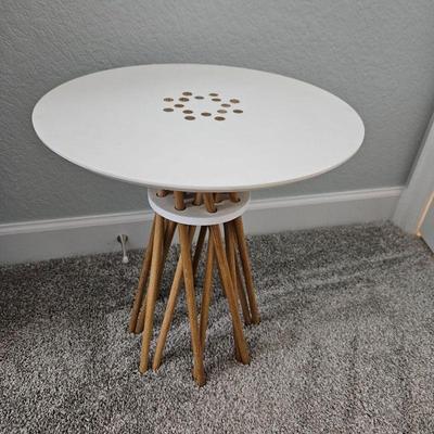 Mid Century Side Table in Style of Larry Laske with spindle legs and a corian top - Very Well Made 16