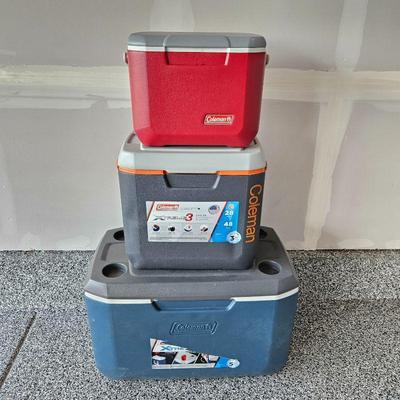 Set of Three Quality Coleman Coolers