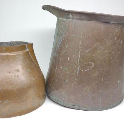 Two Antique Copper Water Pitchers / Jugs