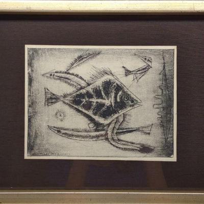 Hisao Hagimori Fish Etching in Frame