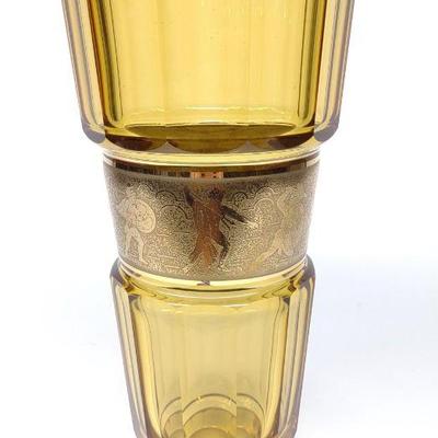 Moser Style Amber Glass Romanesque Vase