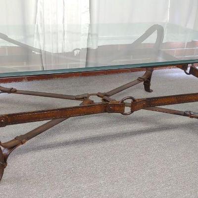 Jacques Adnet Style Equestrian Coffee Table