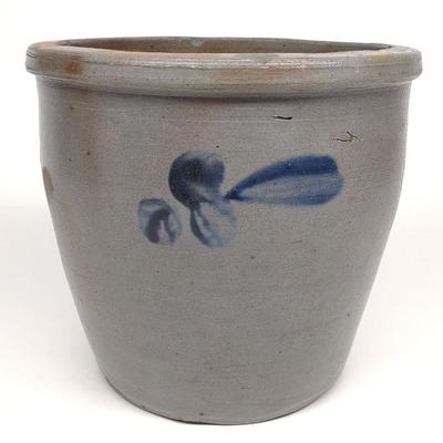 Cobalt Blue Decorated Stoneware Crock