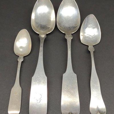 4 19th c. Coin Silver Spoons