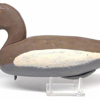 Early Jess Urie Hand Chopped Bluebill Hen Decoy