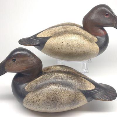Two J. Dan Vaughan Canvasback Duck Decoys