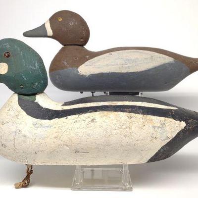 Pair of Mason Factory, Detroit Hen & Drake Decoys