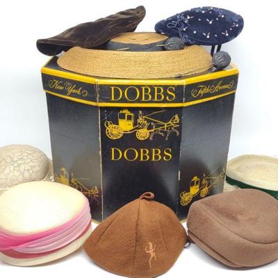 8 Vintage Ladies Hats & Dobbs Box