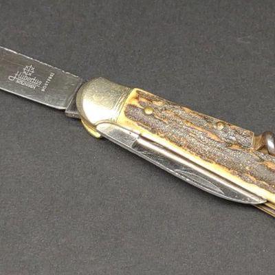 Hubertus Soligen Stag Handle Folding Knife