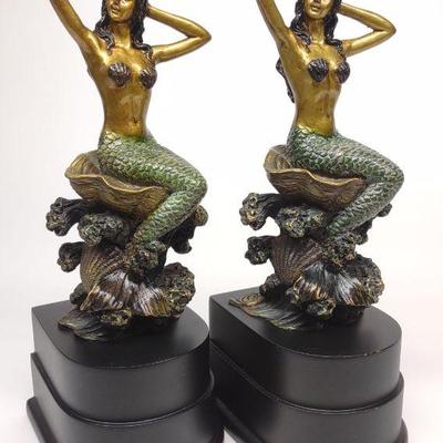 Pair of Brass Mermaid Bookends