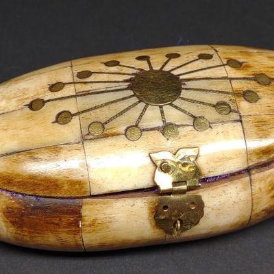 Camel Bone & Brass Inlaid Trinket Box