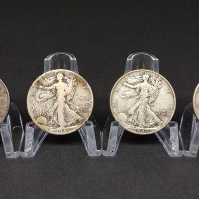 4 Walking Liberty Half Dollar Coins