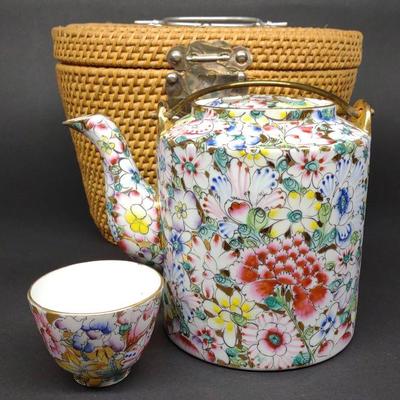 Japanese Porcelain Ware Travel Tea Pot Set