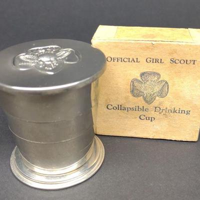 1930s Girl Scout Collapsible Drinking Cup w/ Box