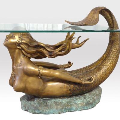 Brass Mermaid Table w/ Glass Top