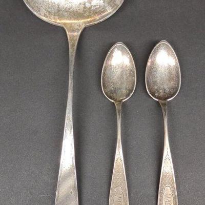 Larmour American Coin Silver Ladle & Spoons