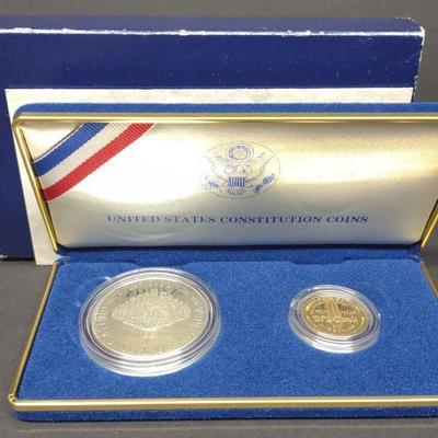 1987 $5 Gold & Silver US Constitution Coin Set